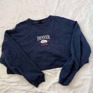 Urban Outfitters Navy Denver Graphic Crewneck Sweatshirt